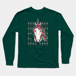 Unicorn Ugly Christmas Sweater Long Sleeve T-Shirt